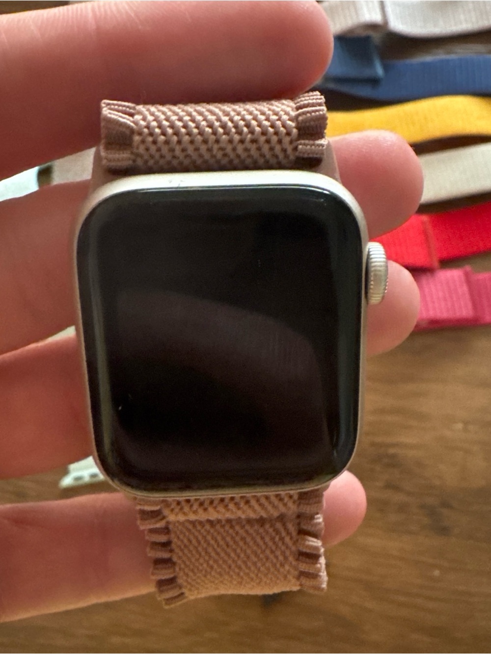 Smartwatch with Tan Nylon Loop Band - Sleek Everyday Wear